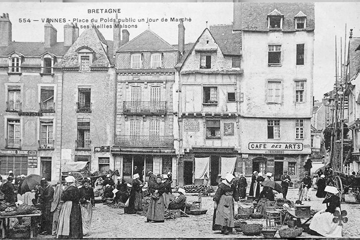 straatbeeld van weleer Vannes, Bretagne